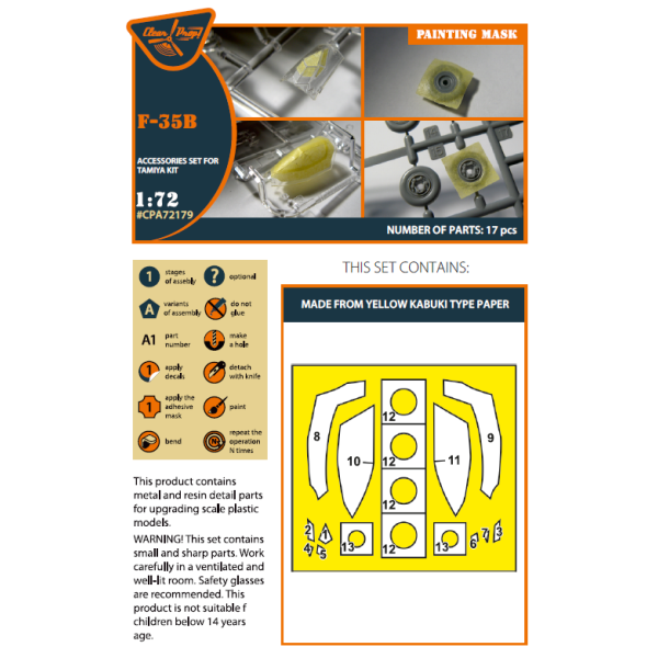 F-35B painting mask (Tamiya)  1/72 ClearProp CPA72179