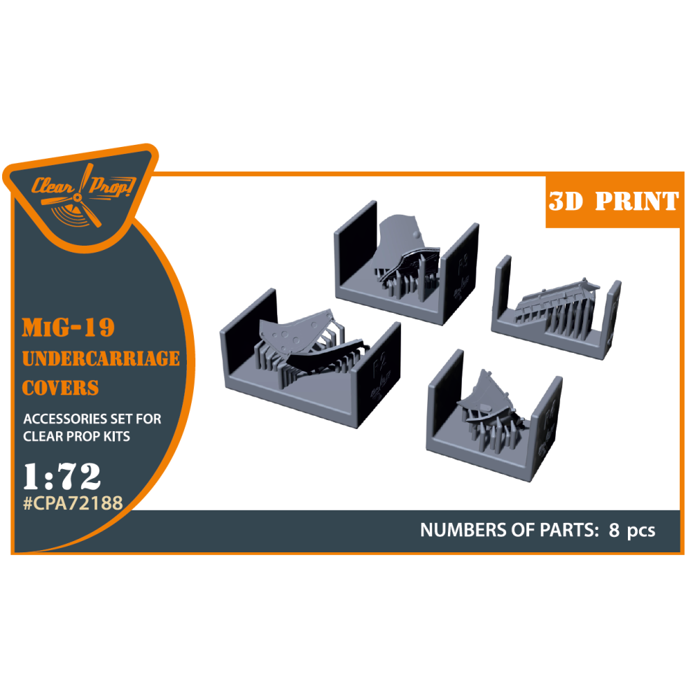 MiG-19 undercarriage covers for CP kits (3D printed) 1/72 ClearProp CPA72188