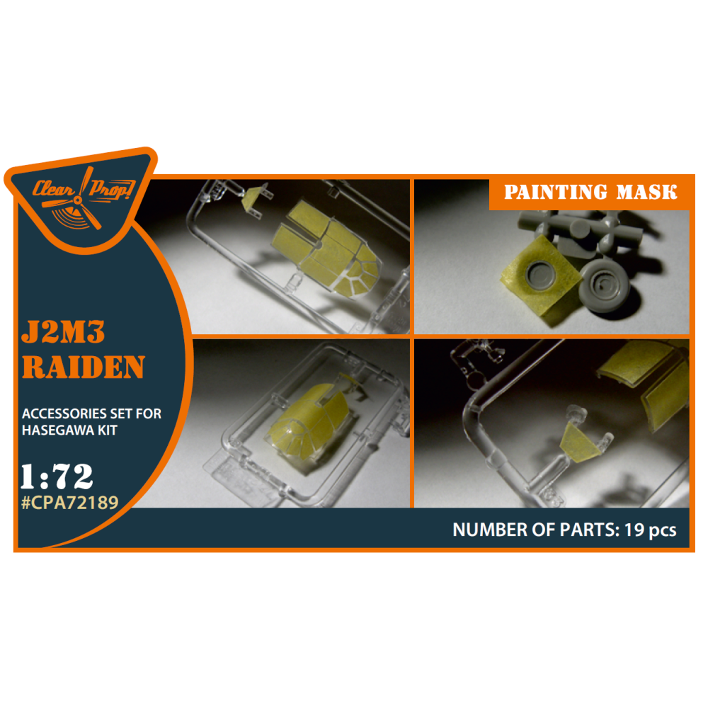 J2M3 Raiden  painting mask on "yellow kabuki paper" for Hasegawa kits  1/72 ClearProp CPA72189