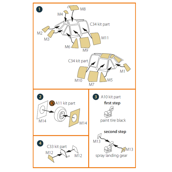 J2M3 Raiden  painting mask on "yellow kabuki paper" for Hasegawa kits  1/72 ClearProp CPA72189