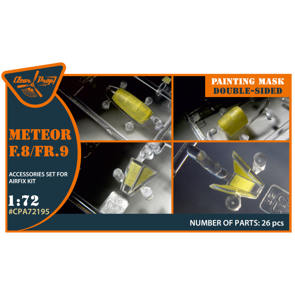 Meteor F.8/FR.9 double-sided painting mask on "yellow kabuki paper" for Airfix kit 1/72 ClearProp CPA72195