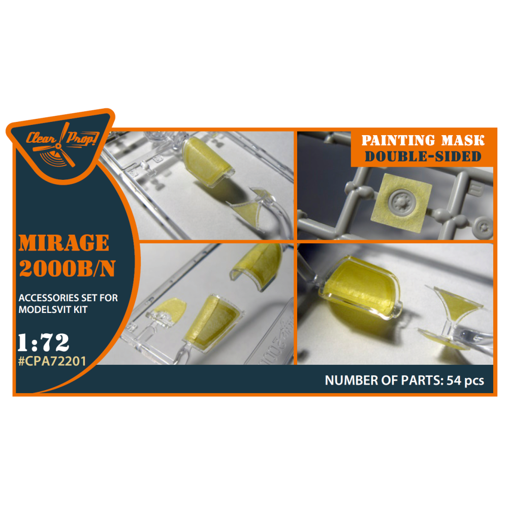 Mirage 2000B/N double-sided painting mask on "yellow kabuki paper" for Modelsvit kit  1/72 ClearProp CPA72201
