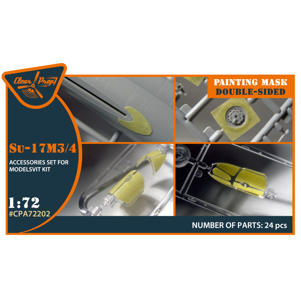 Su-17M3/4 double-sided painting mask on "yellow kabuki paper" for Modelsvit kit  1/72 ClearProp CPA72202