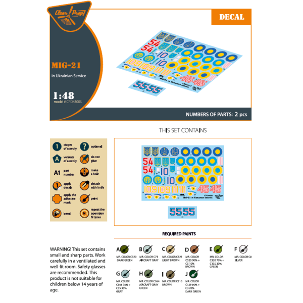 Decals MiG-21 in Ukrainian Service 1/48 ClearProp CPD48005