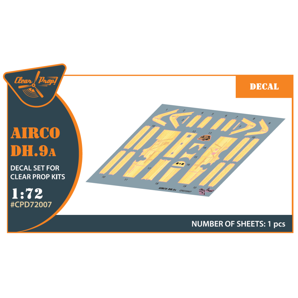 Airco DH.9a decal set 1/72 ClearProp CPD72007