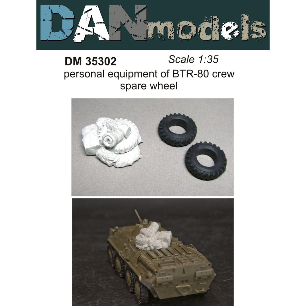 Personal equipment of BTR-80 crew & spare wheel 1/35 DANmodels  35302