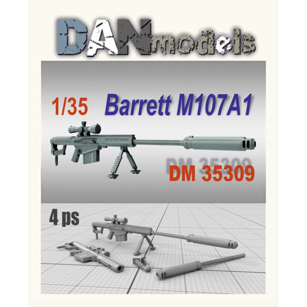 model kit - sniper rifle Barrett M107A1 4 pcs. (3d print) 1/35 DANmodels 35309