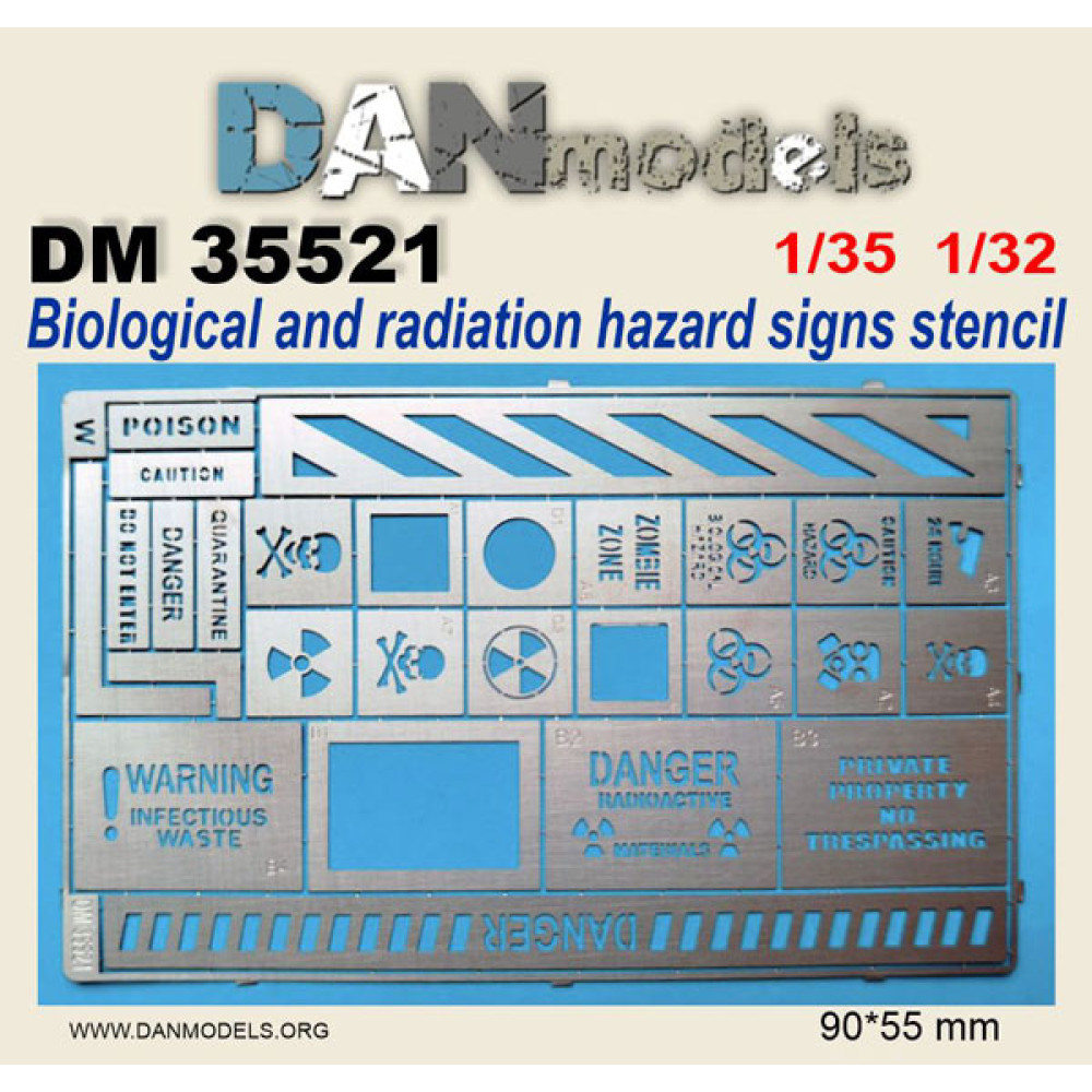 Stencil - biological and radiation hazard signs 1/35 DANmodels 35521