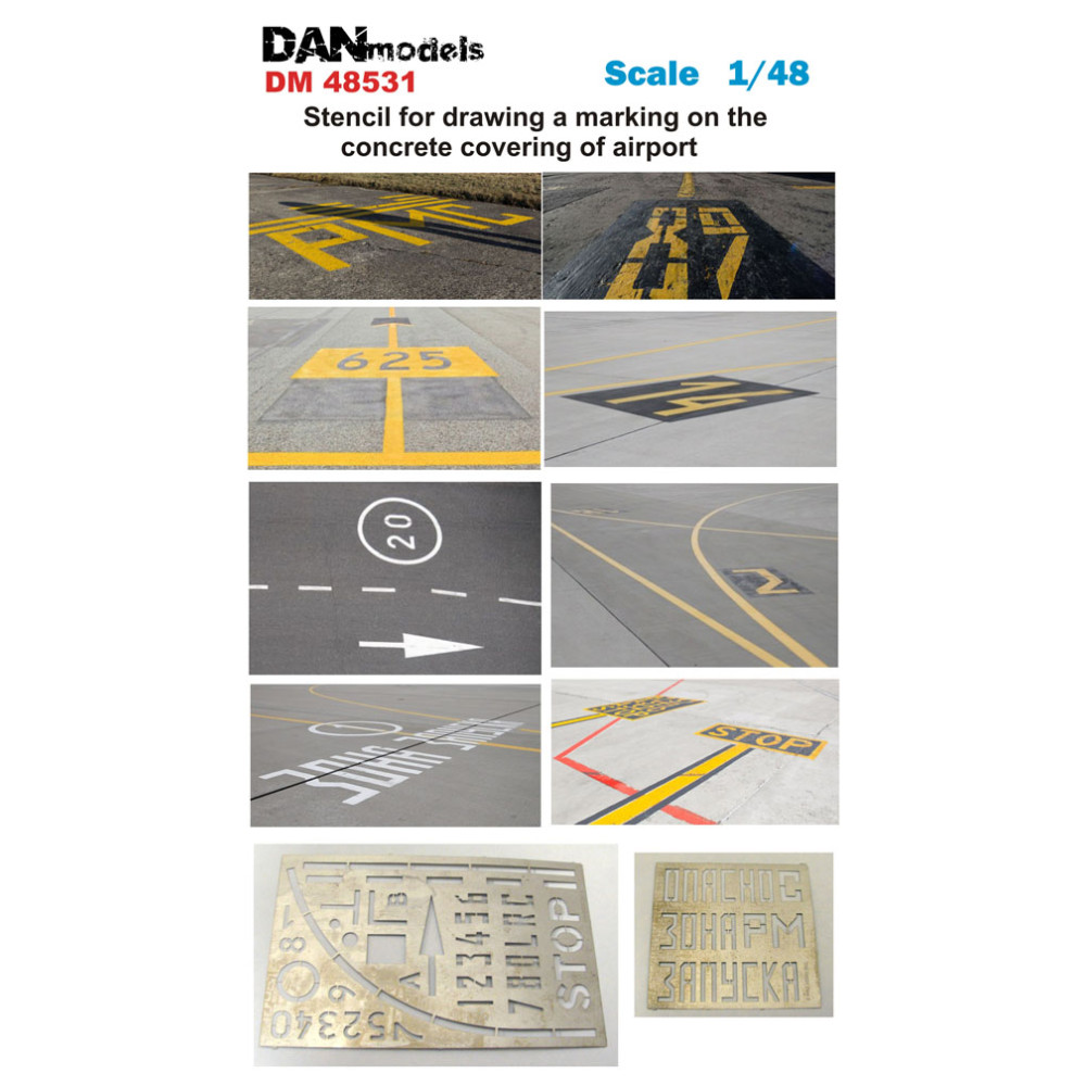 Stencil for drawing a marking on the concrete covering of airport 1/48 DANmodels  48531