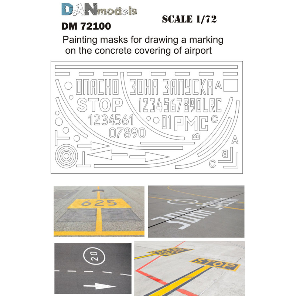 Painting masks for drawing a marking on the concrete covering of airport  1/72 DANmodels  72100