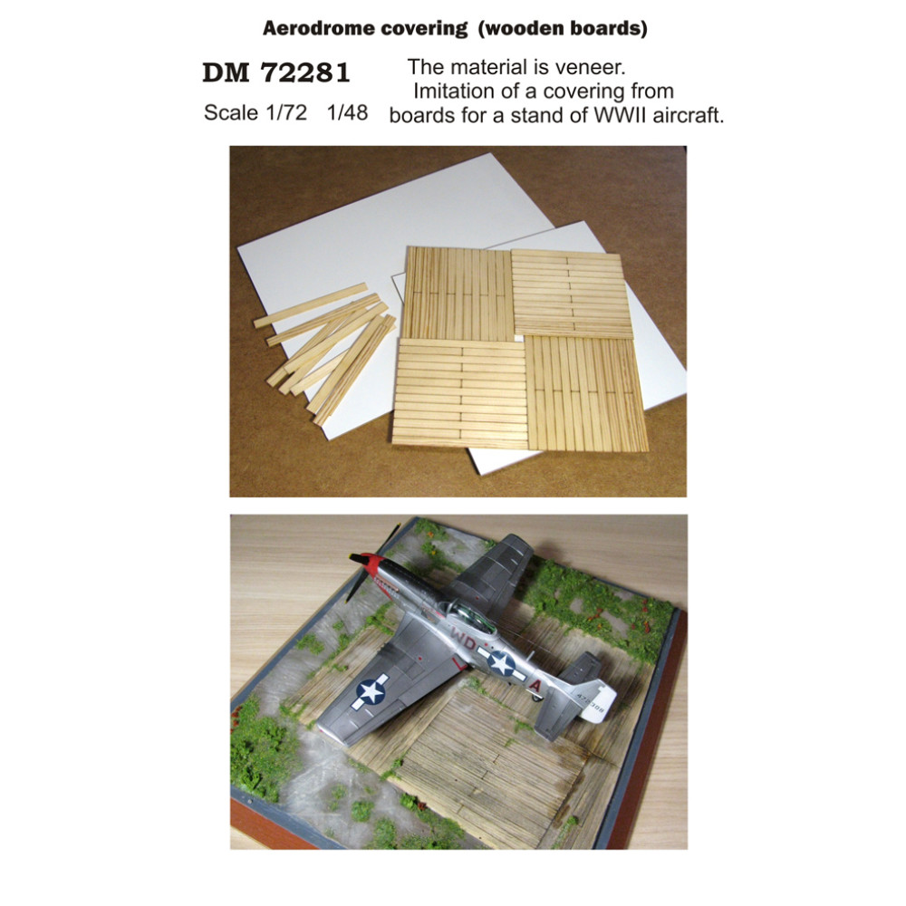Imitation of a covering from boards for a stand of WWII aircraft.   1/72 , 1/48 DANmodels  72281