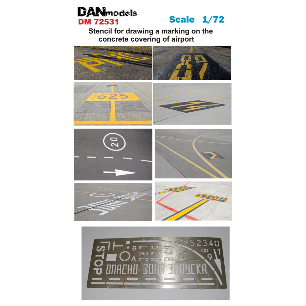 Stencil for drawing a marking on the concrete covering of airport 1/72 DANmodels  72531