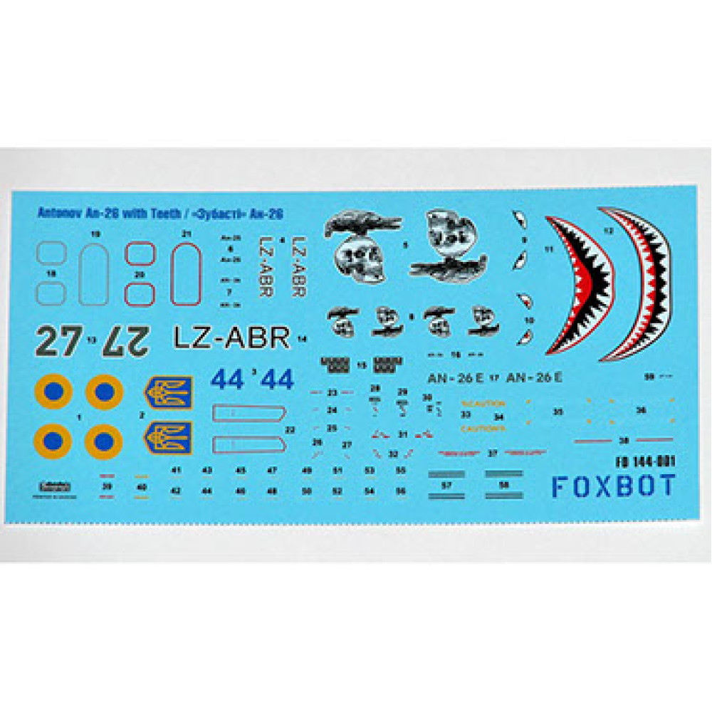 Decal Antonov AN-26 with Teeth 1/144 Foxbot 144-001