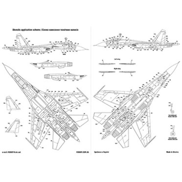 Decal Su-27P Ukrainian Air Forces, digital camouflage Part 2 (decals with masks) 1/32 Foxbot 32-033A