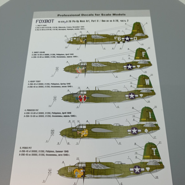 Decals Douglas A-20 Boston Pin-Up Nose Art (Part II) 1/48 Foxbot 48-020A