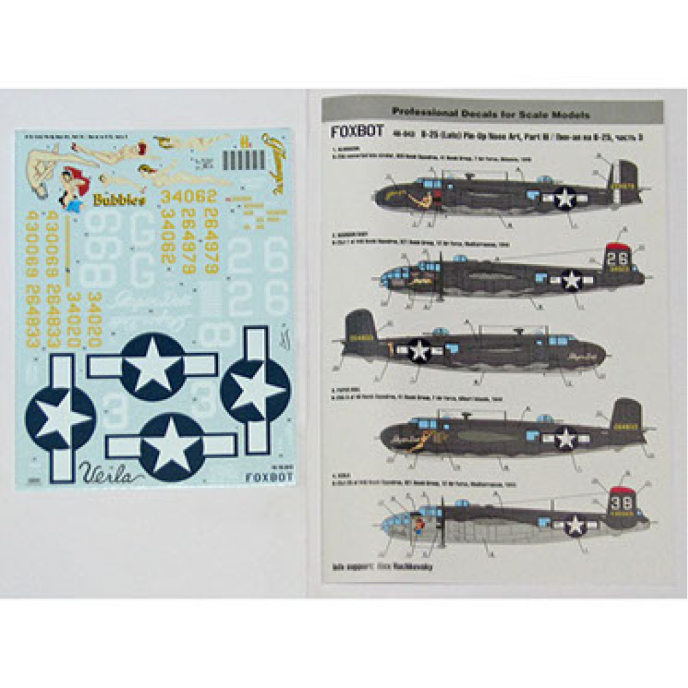 North American B-25G/J Mitchell "Pin-Up Nose Art" Decal (Part 3) 1/48 Foxbot 48-043A North American B-25G/J Mitchell "Pin-Up Nose Art" Decal (Part 3) 1/48 Foxbot 48-043A