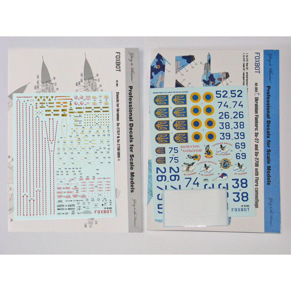Decals Ukrainian Su-27 and Su-27UB with Flora camouflage and Stencils  1/48 Foxbot 48-094T