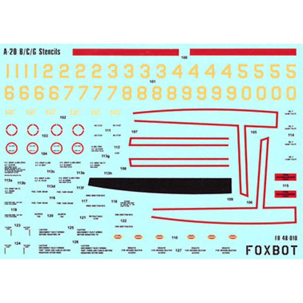 Decals Stencils for A-20B/C/G Boston 1/48 Foxbot 48-010