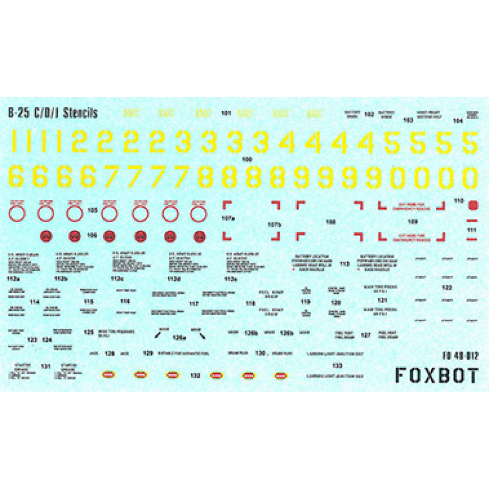 Decals Stencils for B-25C/D/J Mitchell 1/48 Foxbot 48-012