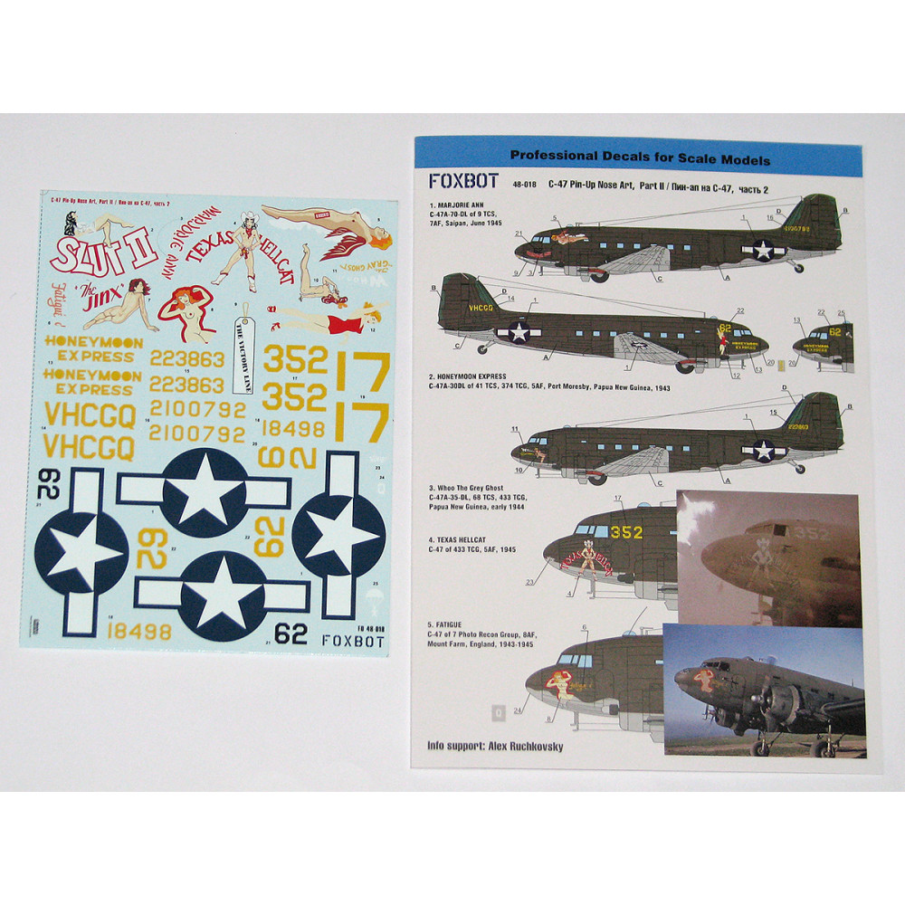 Decals Douglas C-47 Skytrain/Dakota  "Pin-Up Nose Art" Part # 2 1/48 Foxbot 48-018A