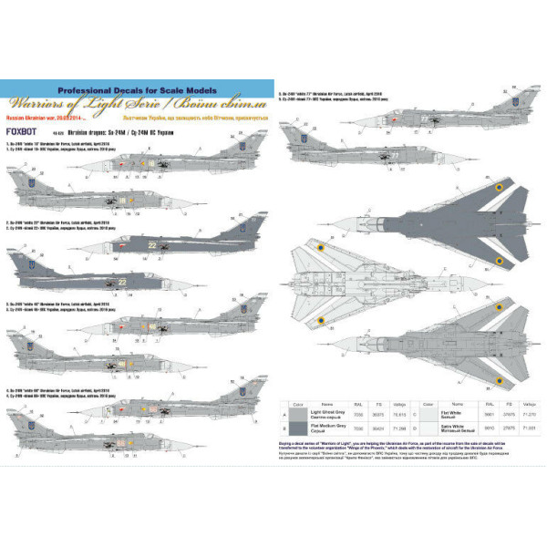 Decal Su-24M Air Force of Ukraine, Ukrainian Dragons 1/48 Foxbot 48-028
