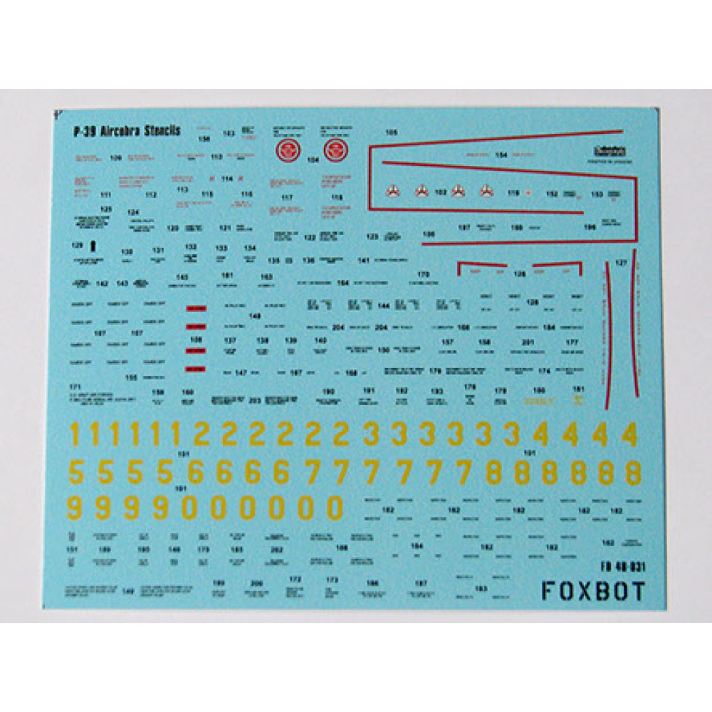 Decals Stencils for P-39 Airacobra 1/48 Foxbot 48-031