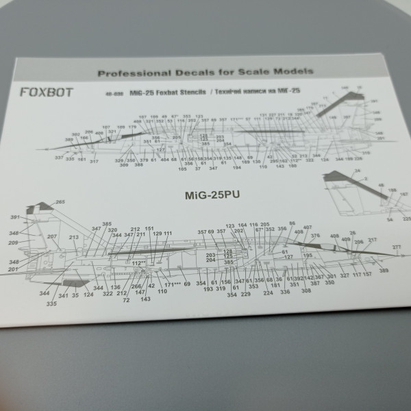 Decals Ukrainian Foxbats: MiG-25PDS and Stencils 1/48 Foxbot 48-035T