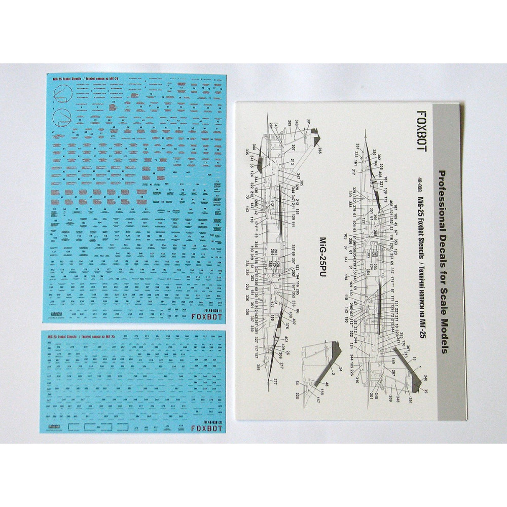Decals Stencils for Mig-25 1/48 Foxbot 48-038 Decals Stencils for Mig-25 1/48 Foxbot 48-038