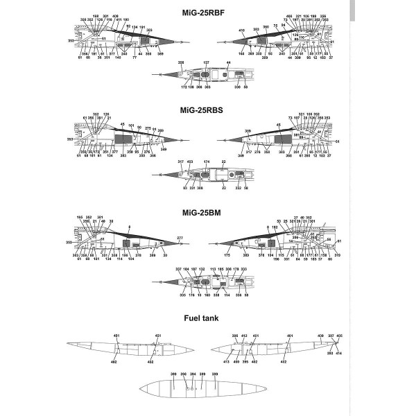 Decals Stencils for Mig-25 1/48 Foxbot 48-038
