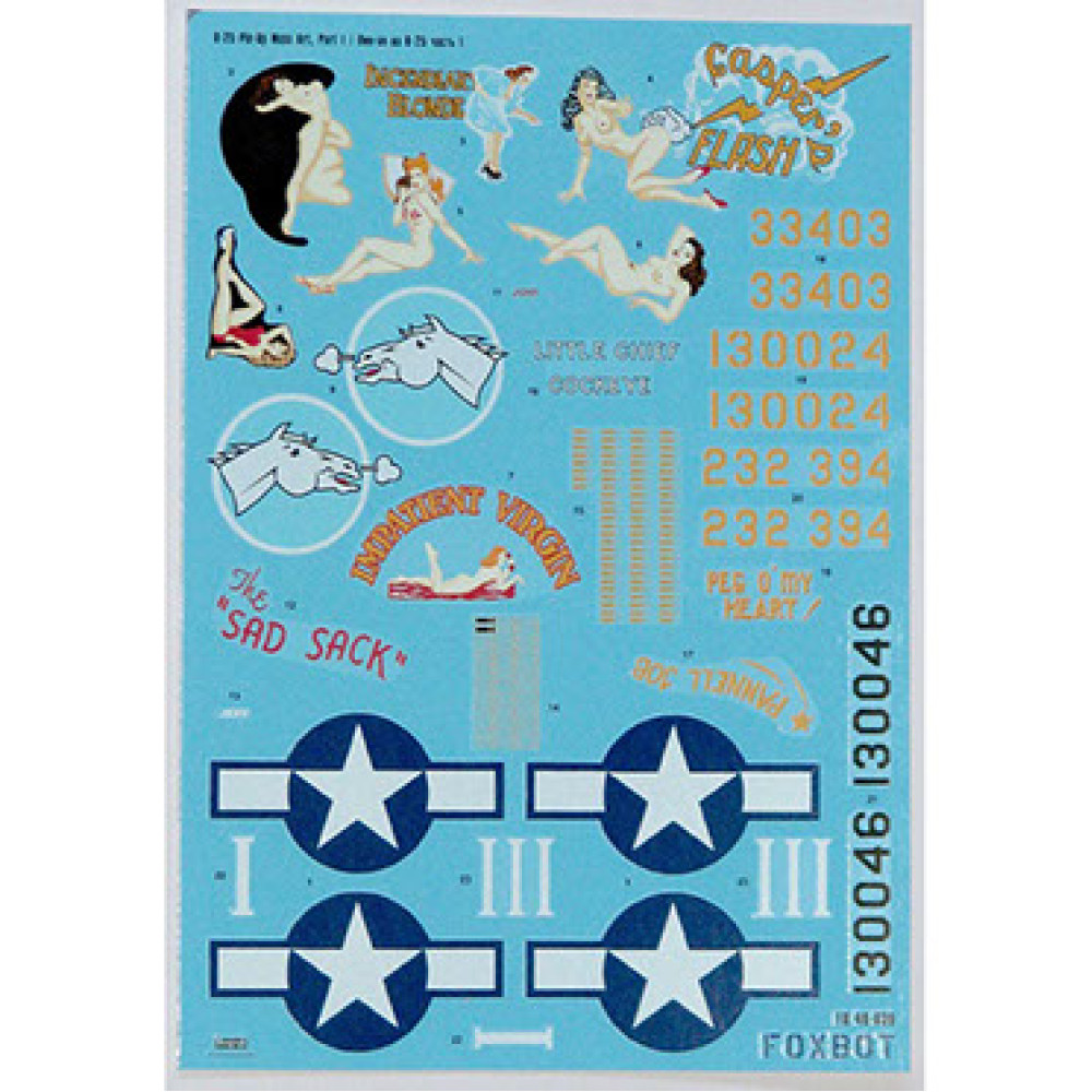 Decals U.S.A.F. North American B-25C/D Mitchell Pin-Up Nose Art #1 1/48 Foxbot 48-039A