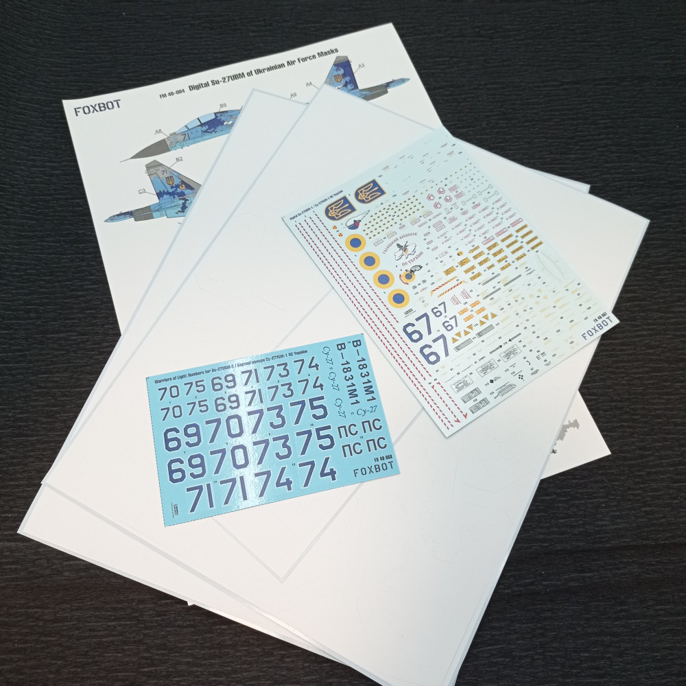 Decals Su-27UBM-1 Ukrainian Air Forces, digital camouflage (with masks and additional numbers) 1/48 Foxbot 48-067T Decals Su-27UBM-1 Ukrainian Air Forces, digital camouflage (with masks and additional numbers) 1/48 Foxbot 48-067T