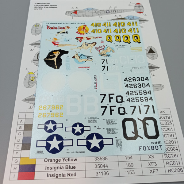 Decals Lockheed P-38 Lightning Pin-Up Nose Art (Part I) 1/48 Foxbot 48-081A