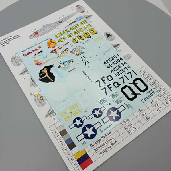 Decals Lockheed P-38 Lightning Pin-Up Nose Art (Part I) 1/48 Foxbot 48-081A