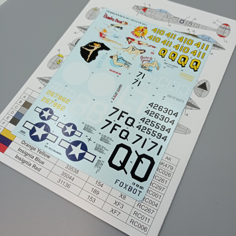 Decals Lockheed P-38 Lightning Pin-Up Nose Art (Part I) 1/48 Foxbot 48-081A