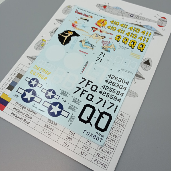 Decals Lockheed P-38 Lightning Pin-Up Nose Art (Part I) 1/48 Foxbot 48-081A