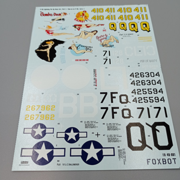 Decals Lockheed P-38 Lightning Pin-Up Nose Art (Part I) 1/48 Foxbot 48-081A