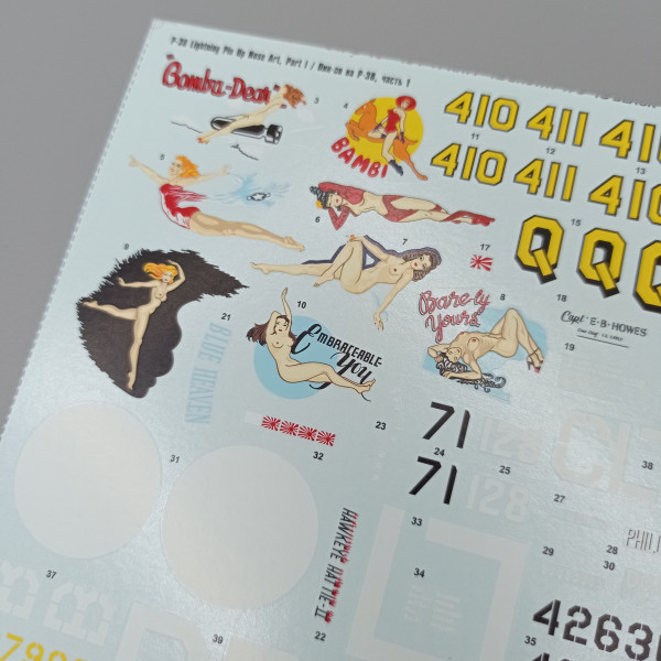 Decals Lockheed P-38 Lightning Pin-Up Nose Art (Part I) 1/48 Foxbot 48-081A