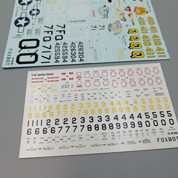 Decals Lockheed P-38 Lightning Pin-Up Nose Art and Stencils (Part I) 1/48 Foxbot 48-081
