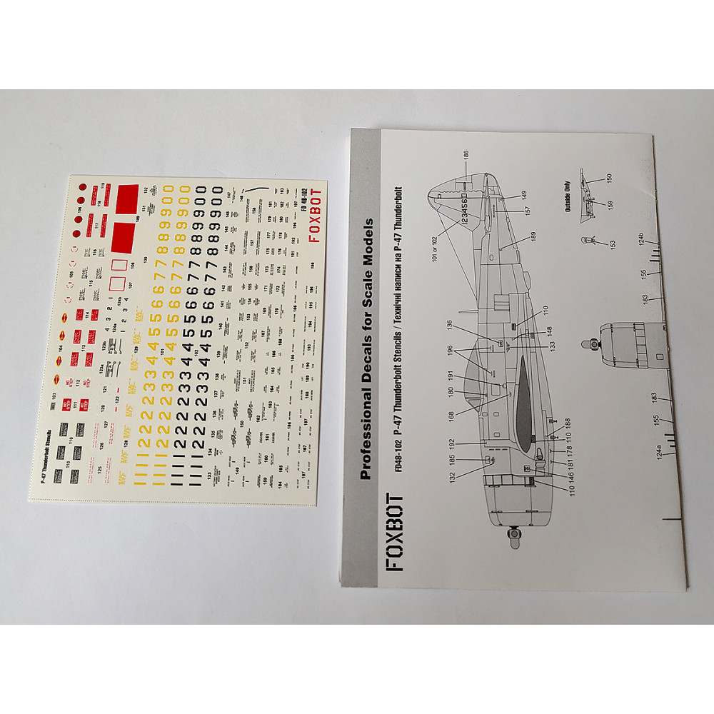 Декаль Republic P-47 Thunderbolt технічні написи 1/48 Foxbot 48-102