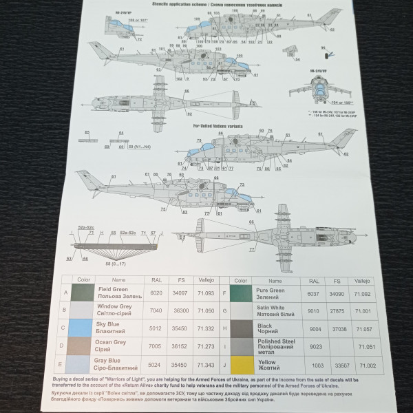 Decals Mil Mi-24 Ukrainian Air Forces, Ukrainian Crocodiles, Part I 1/72 Foxbot 72-058
