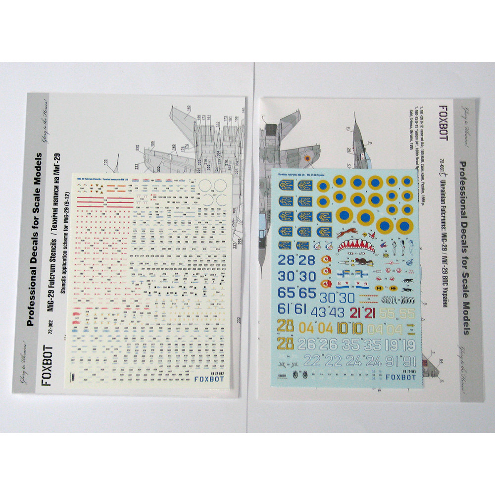 Decals Ukrainian Fulcrums: MiG-29 and Stencils 1/72 Foxbot 72-061T