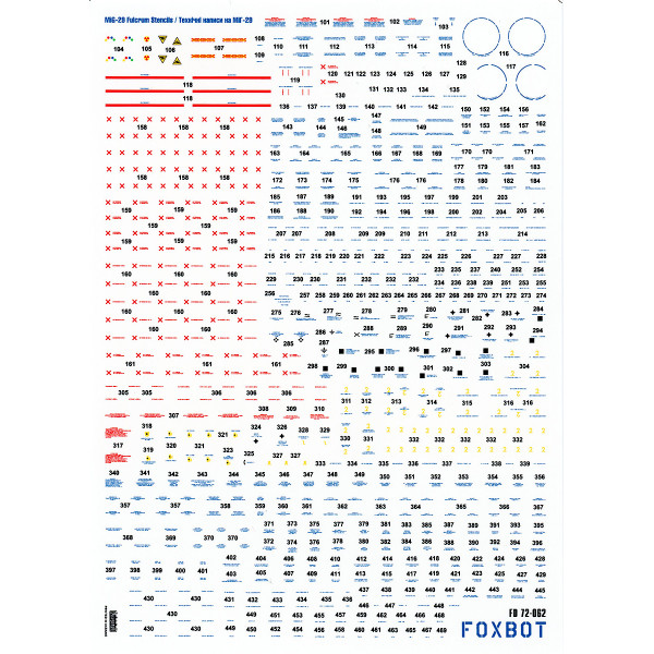 Decals Stencils for MiG-29 Fulcrum 1/72 Foxbot 72-062