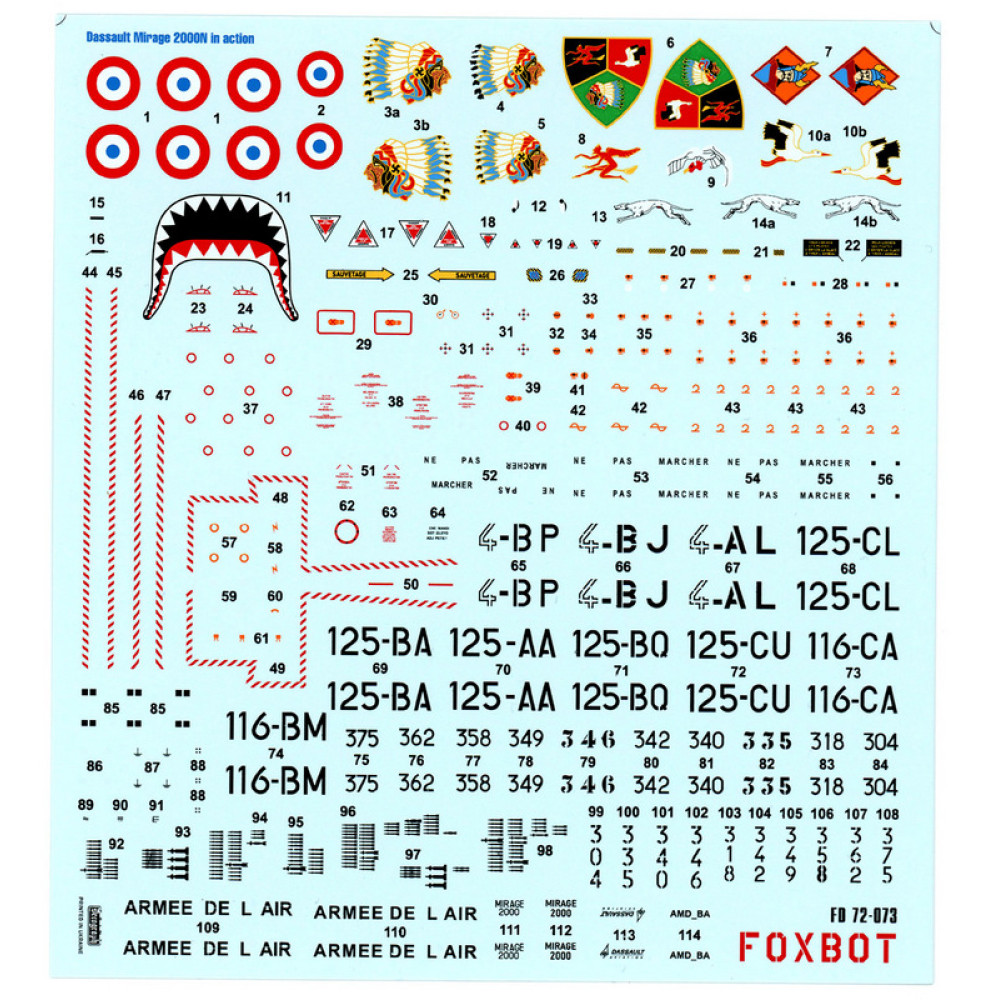 Decals Dassault Mirage 2000N 1/72 Foxbot 72-073