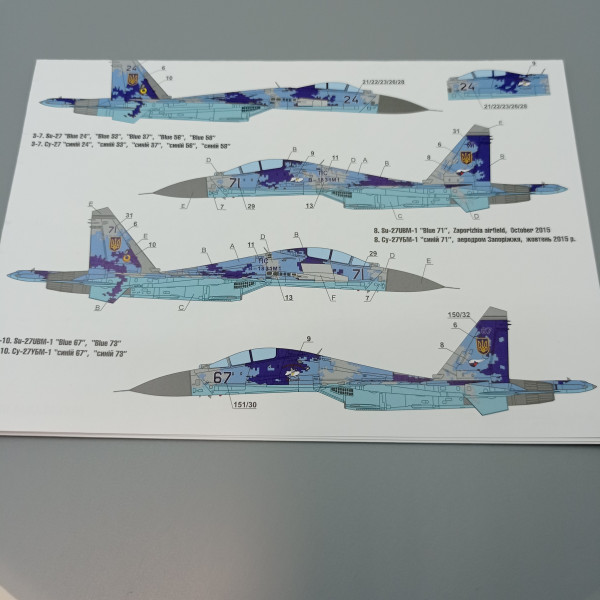 Decals Su-27S & Su-27UB Ukrainian Air Forces, digital camouflage 1/72 Foxbot 72-004