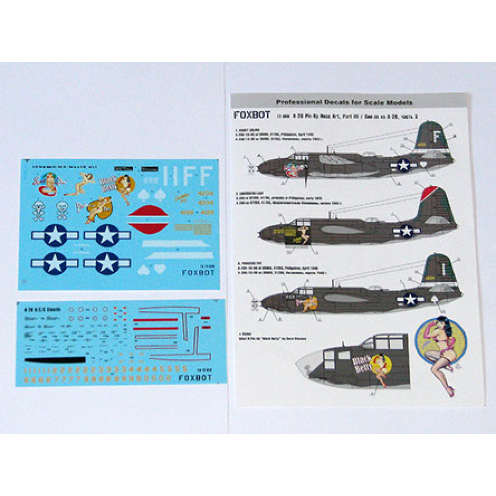 Decals A-20 Pin-Up Nose Art and Stencils #3 1/72 Foxbot 72-008