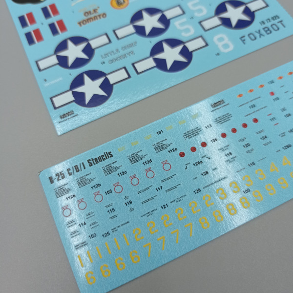 Decals U.S.A.F. North American B-25C/D Mitchell Pin-Up Nose Art and Stencils (Part III) 1/72 Foxbot 72-025