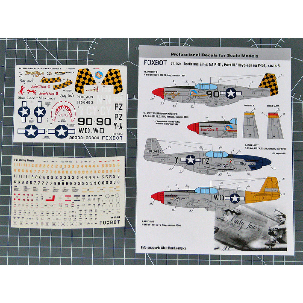 Decals North American P-51 Mustang Nose Art and Stencils #3 1/72 Foxbot 72-053