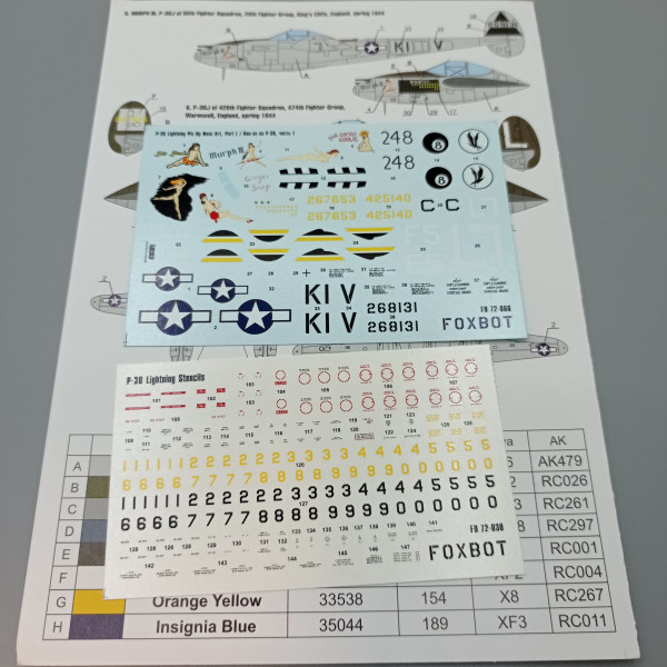 Decals Lockheed P-38 Lightning Pin-Up Nose Art and Stencils (Part I) 1/72 Foxbot 72-066