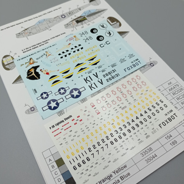 Decals Lockheed P-38 Lightning Pin-Up Nose Art and Stencils (Part I) 1/72 Foxbot 72-066
