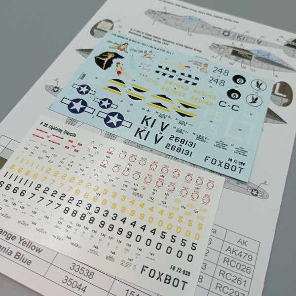 Decals Lockheed P-38 Lightning Pin-Up Nose Art and Stencils (Part I) 1/72 Foxbot 72-066
